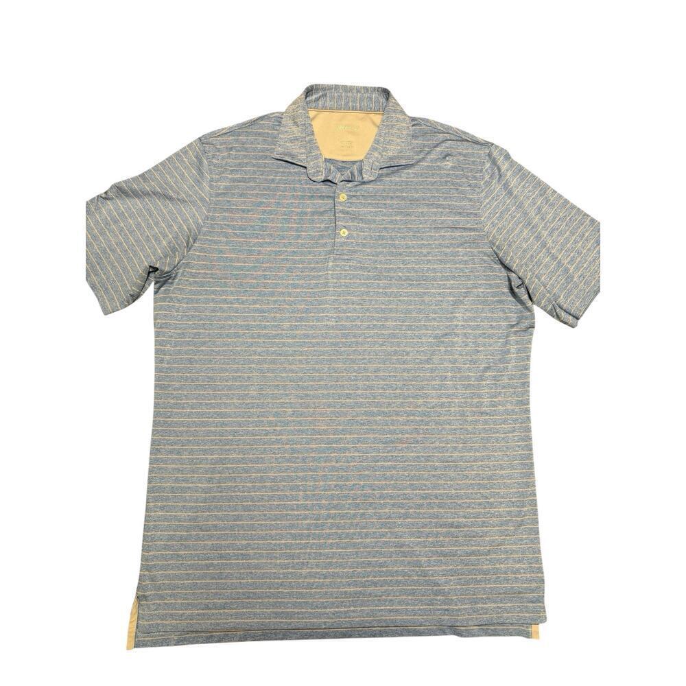Jonnie-O Polo Shirt Size L Blue with Gray Stripe